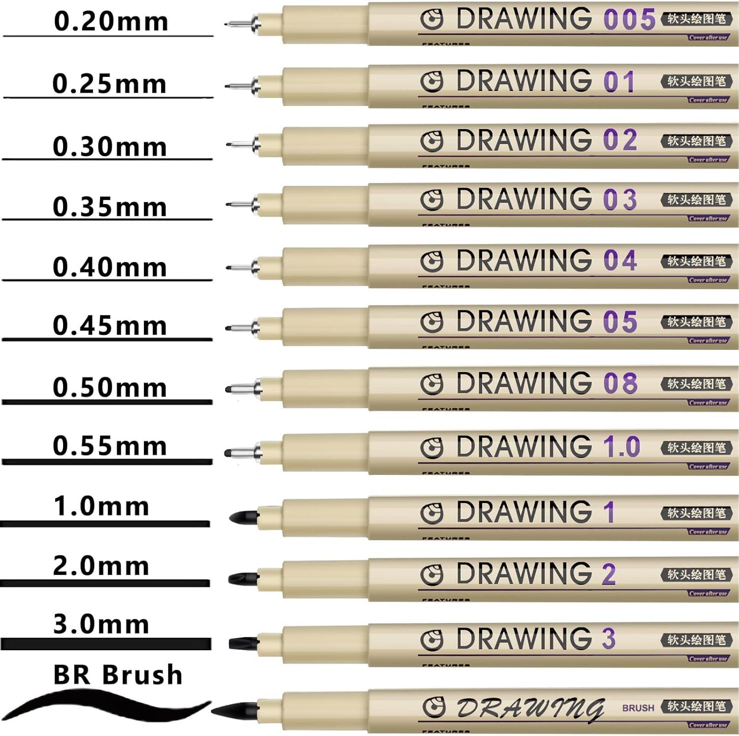 12 Black Fine Line Drawing Pen - огляд і ціна Archive Box Set