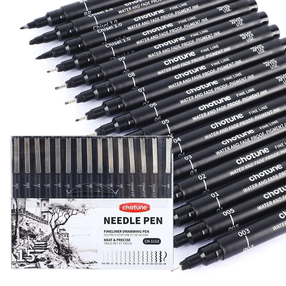 Black Micro Pens,15 Sizes,Wate - огляд і ціна Archive Box Set