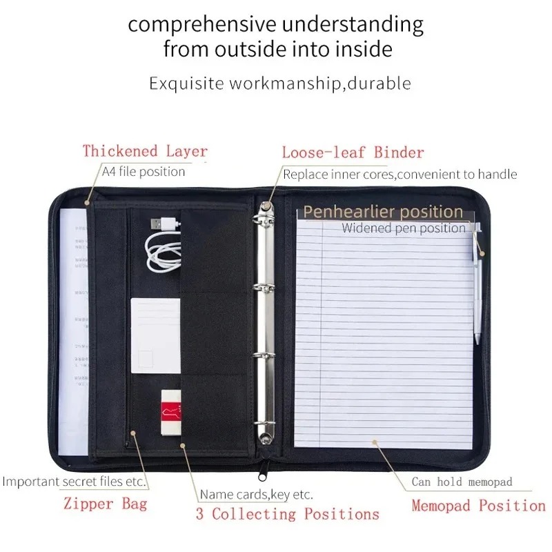Large Black Business Portfolio - огляд і ціна Binder A4 Lever