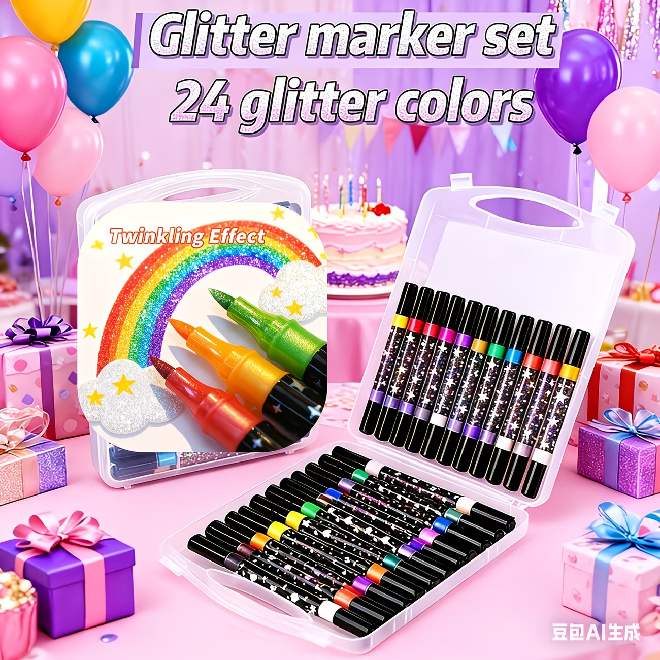 24 Colors Double Head Glitter  - огляд і ціна Correction Pen Fine